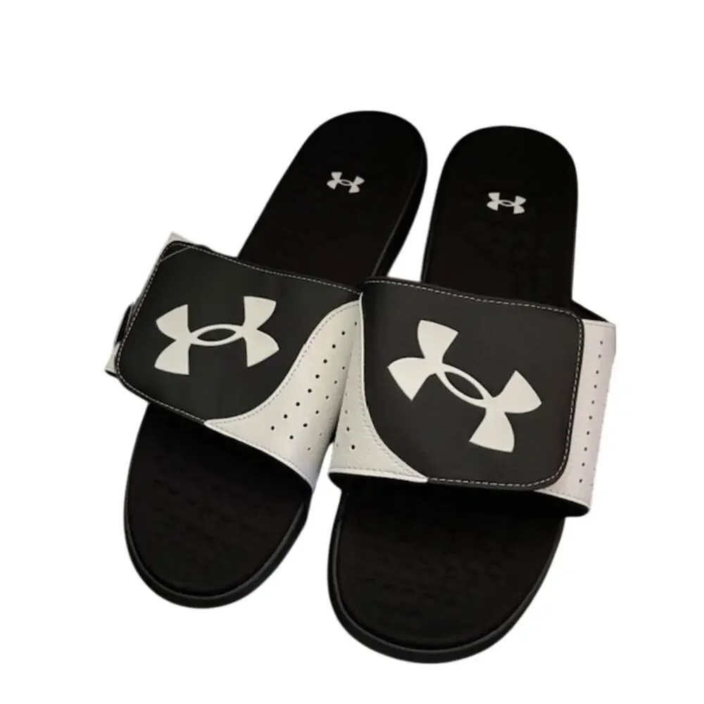 New Men's Armour Ignite Pro Slide Black/White/Black Size 17